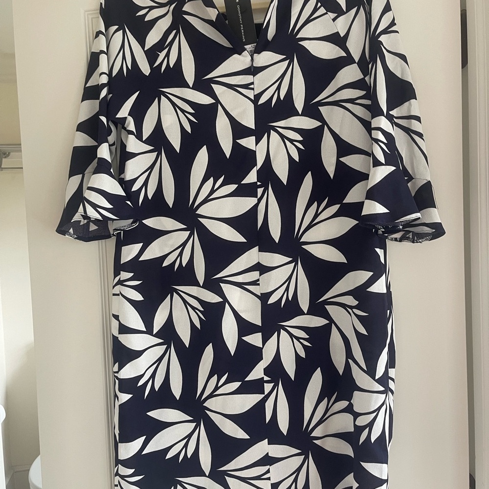 Dorothy Perkins Navy and White Leaf Pattern Mini Dress